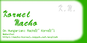 kornel macho business card